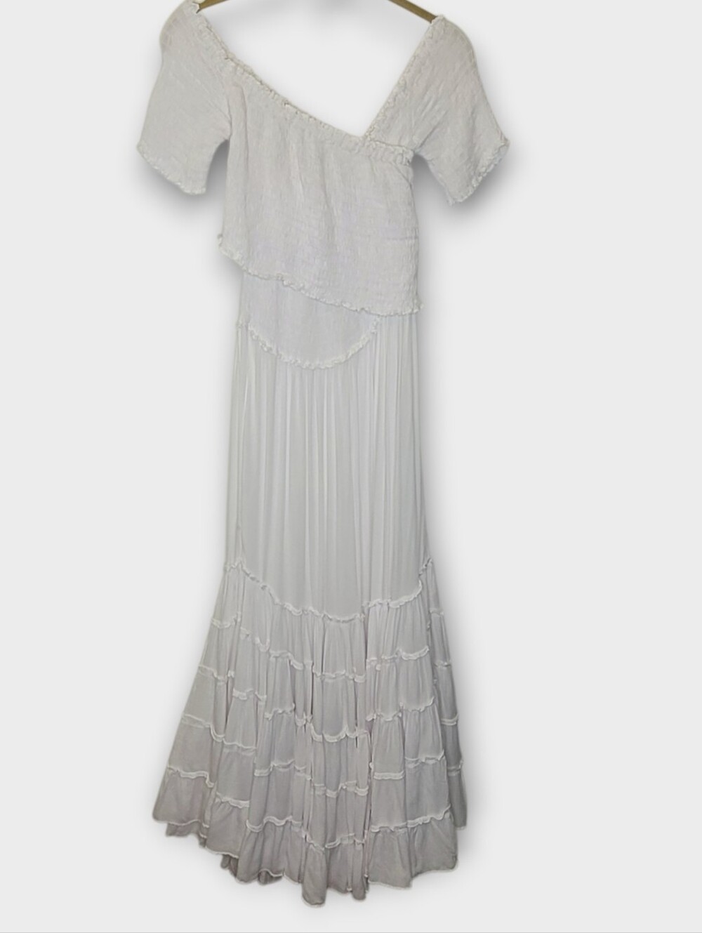 Poupette St Barth Soledad Smocked Midi Dress XS White - Picture 2 of 8